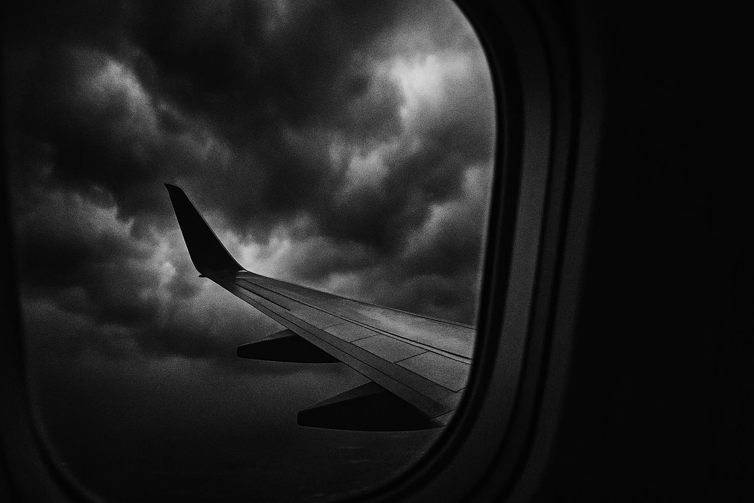 Grayscale editorial illustration: After Air India Turbulence, What Passengers Can Expect Next