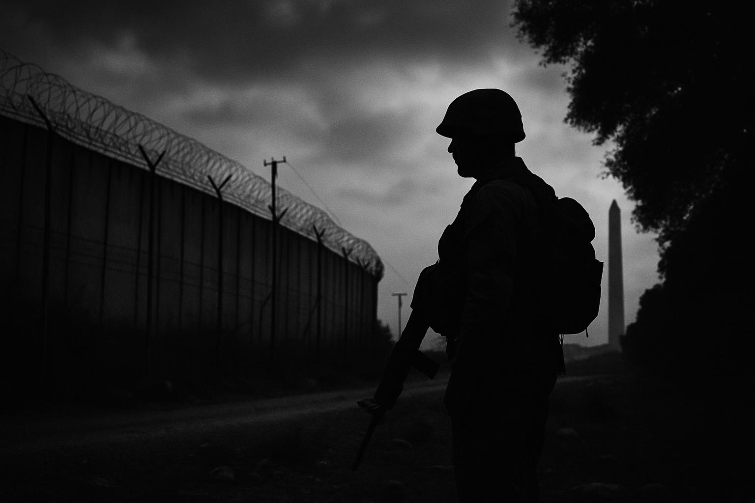 Grayscale editorial illustration: Aoun in Washington Tests US Backing for a Fragile Lebanon Israel De-escalation