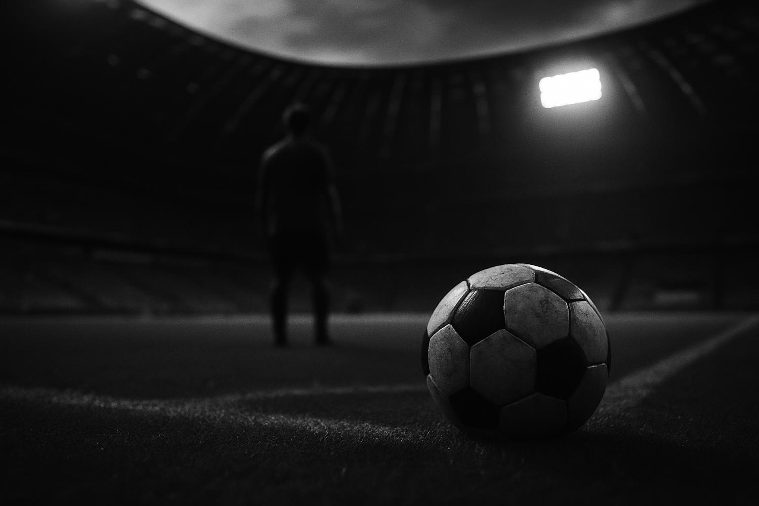 Grayscale editorial illustration: Bayern Start Kane Talks As Final Year Begins, Stakes For 2027 Loom