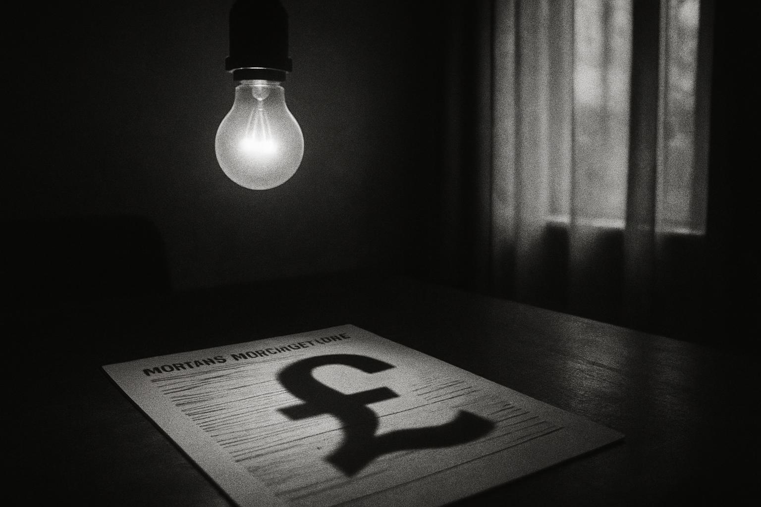 Grayscale editorial illustration: Electricity VAT To Zero: £45 Sounds Generous Until You Do The Math