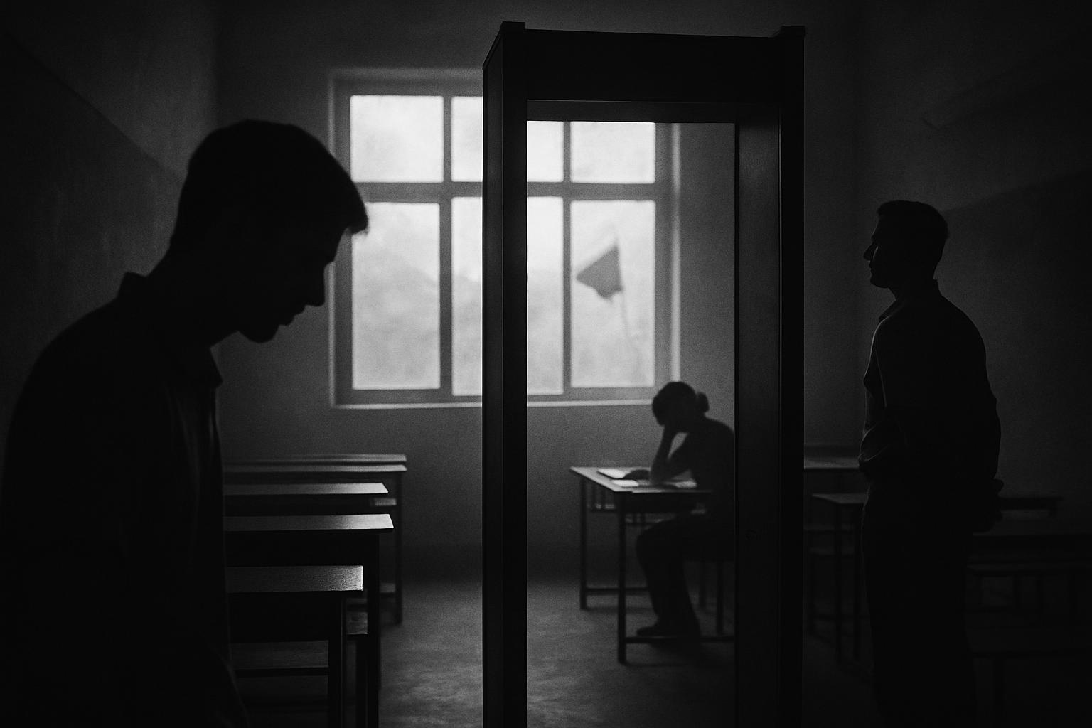 Grayscale editorial illustration: NEET Re-Exam Results Show NTA Damage Control In Action