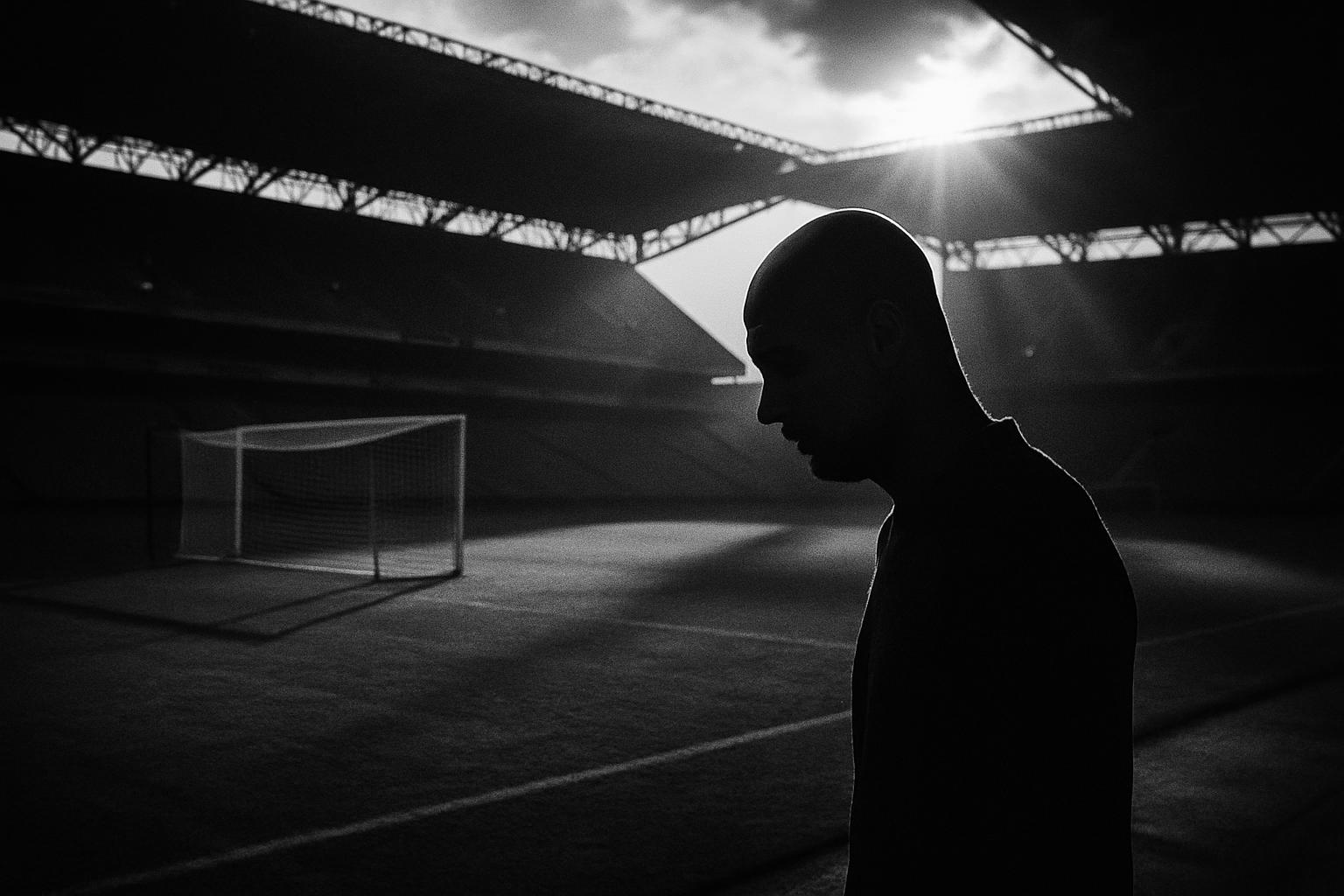 Grayscale editorial illustration: Pep Says No, Italy Waits: What Guardiola's Hiatus Means for Serie A's Asian Pitch