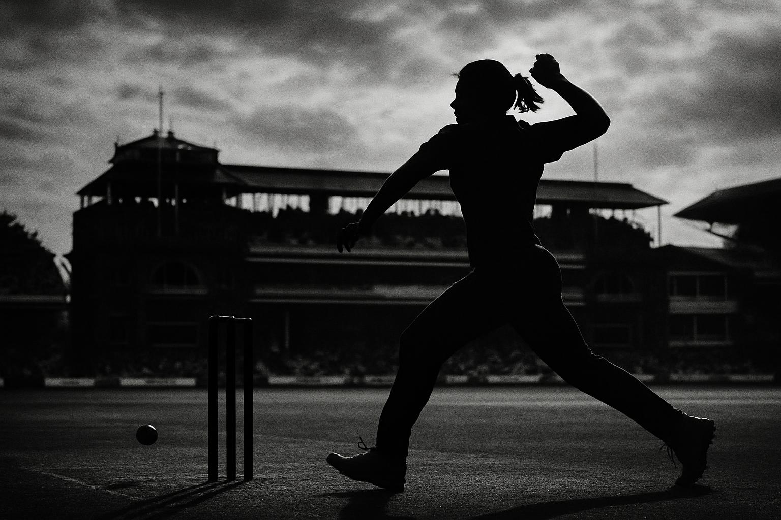 Grayscale editorial illustration: Powerplay Truths On Opening Night: Manchester Show How Early Wickets Still Rule