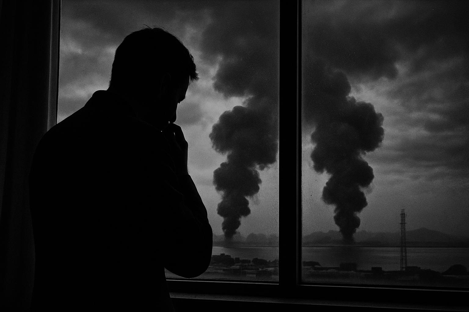 Grayscale editorial illustration: Strikes as Stress Test: Escalation Control and Alliance Management